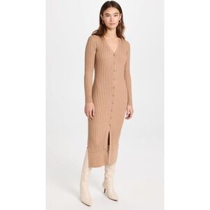 Brass The Ribbed Cardigan Sweater Dress - /Beige